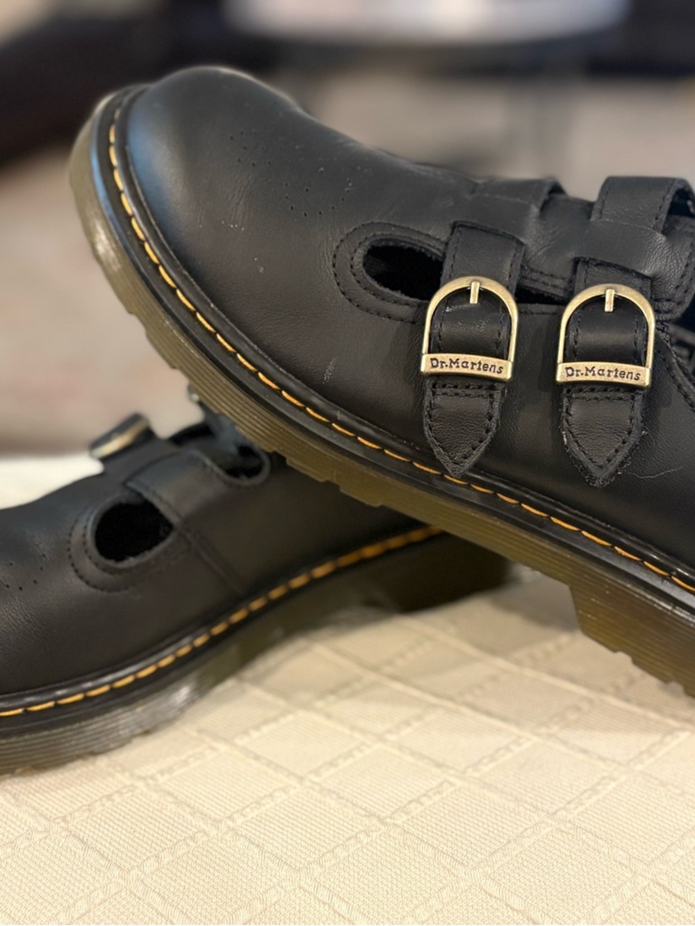Dr. Martens Black Leather Mary Jane Buckle Shoes - youth 5 = women’s 6.5